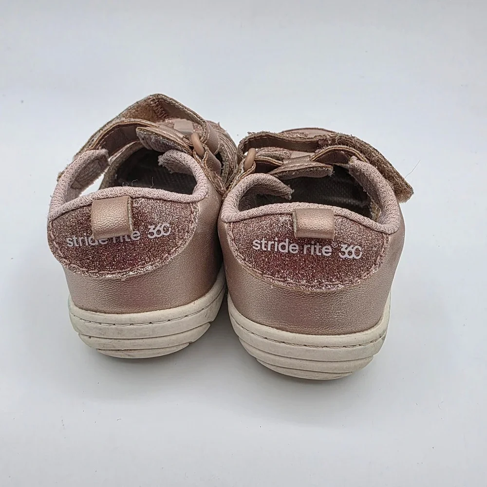 Stride Rite 360 Devany Rose Gold Metallic Glitter Sandals‎ Kids Size 5M TG000402